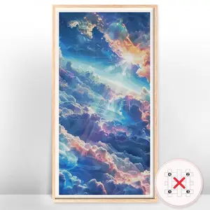 Landscape Pattern Cross Stitch Embroidery Pillow Kit, 1 Set 11CT Cross Stitch Printed Canvas without Frame for Beginners, Wall Art Decor for Home Living Room & Bedroom