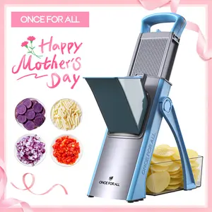 【ONCE FOR ALL】4-in-1 Vegetable Slicer Stainless Steel - Adjustable 0.1-8mm | Portable Kitchen Tool for Spring Picnic | Perfect Mother's Day Gift
