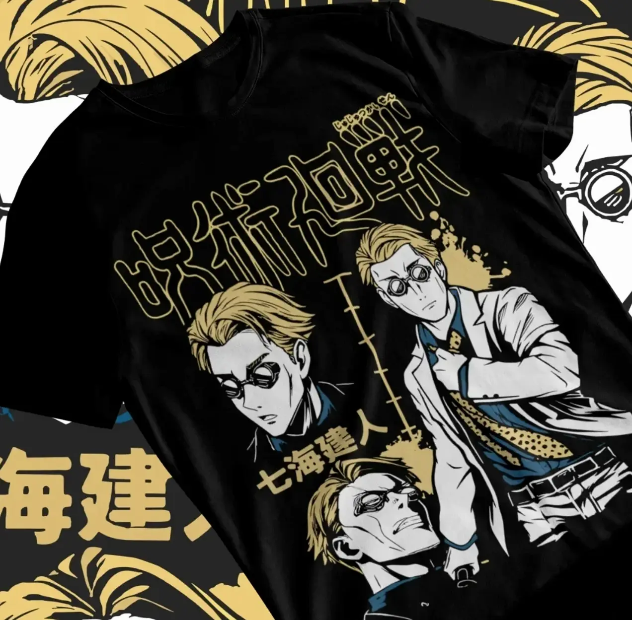 Anime Jujutsu Kaisen Nanami Kento & Gojo Satoru T-Shirt for Men - Stylish Short Sleeve Classic Cotton Top - Perfect Gift for Fans Crewneck Menswear Casual Soft Day Long Sweatshirt Streetwear Shortsleeve Tropical