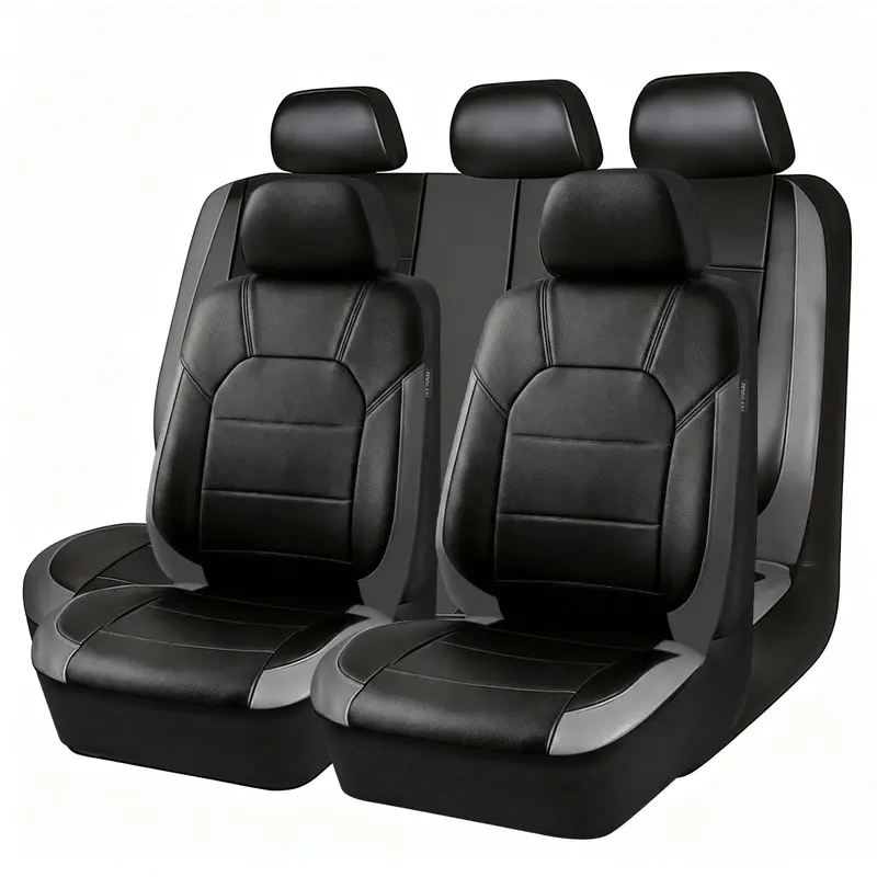 For Toyota Camry 2011-2019 2020 2021 2022 Car 5 Seat Covers Front + Rear Pad Mat Cushion PU Leather Full Set, 4 Seasons Waterproof Breathable Non-Slip Easy Installation Seat Covers Protector Auto Accessories - Father's Day Gift