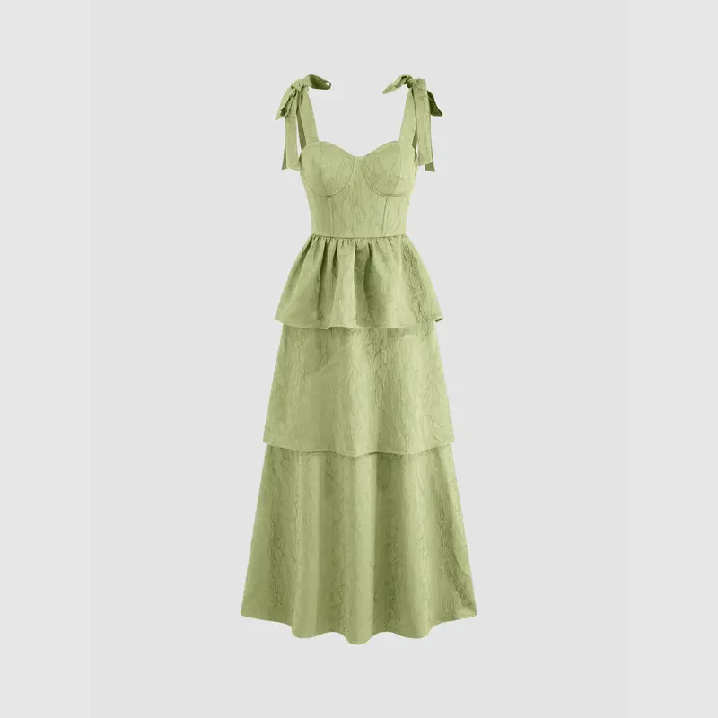 knee length dresses for ladies Zapaka Women Blush Jacquard Maxi Floral Dress with Bow Boat Neck A Line  Wedding Guest Dress – ZAPAKA main image 1