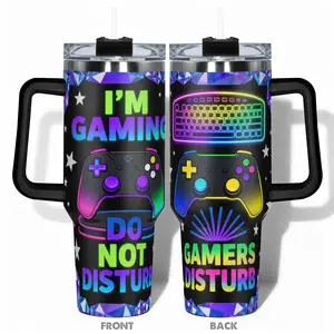 1pc 40oz/30oz/22oz/20oz/14ozCup Stainless Steel Tumbler With I'm Gaming Do Not Disturb Design, Leakproof Large Capacity, Needed for Gym, Hiking, Travel Ideal Birthday Christmas Gift Perfect Gift, Insulated Water Bottle