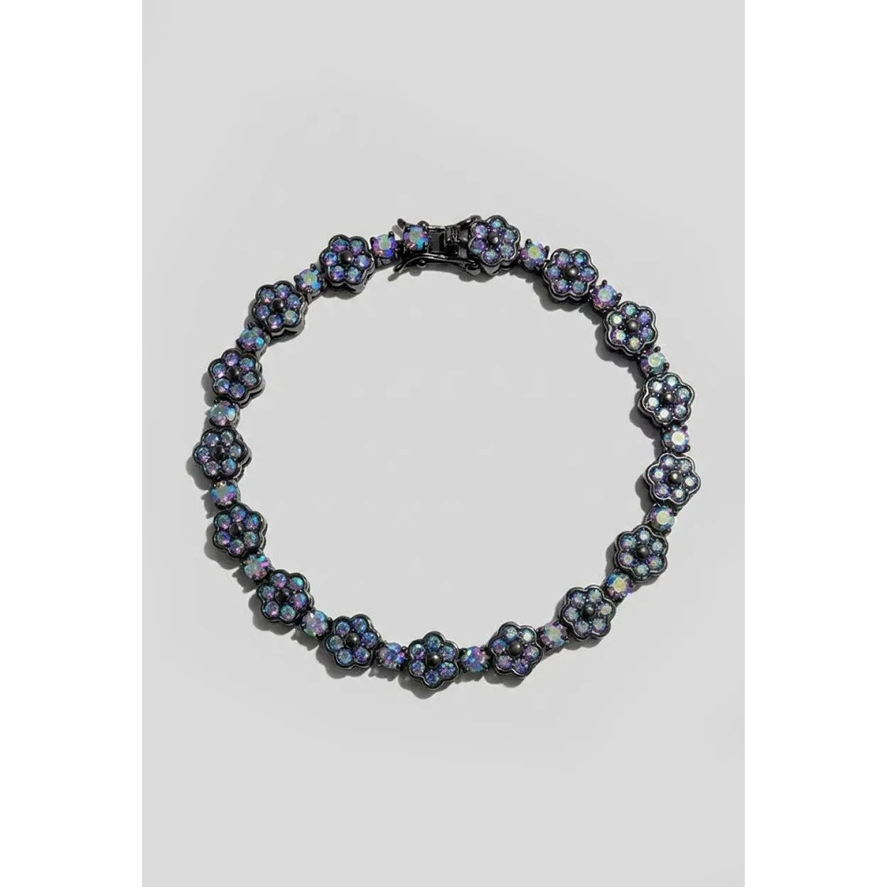 Mystic Topaz Bezel Flower Tennis Bracelet