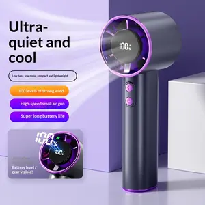 High Speed Portable Handheld Fan, 100-Speed Adjustable Turbo Mini Fan, Low Noise Rechargeable Personal Fan with Digital Display, Ideal for Gifts, Travel, Camping & Outdoor Use