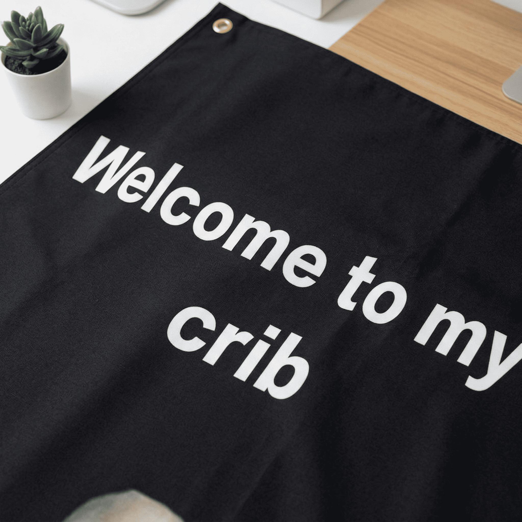 "Welcome to My Crib" Letter & Duck Pattern Tapestry, Funny Flags for Room Decor, Wall Hanging Decor for Living Room & Bedroom, Valentine's Day Gift, Decoration Items, Home Bedroom Decor