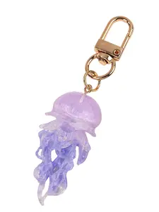 Ocean Series Colorful Jellyfish Keychain Resin Drop Glue Bag Charm, Unique Accessory for Bags and Keys, Stylish and Durable Design