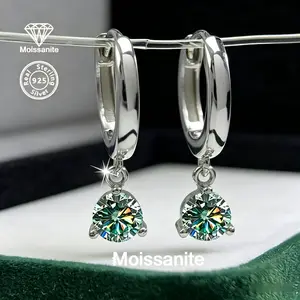 925 Sterling Silver 1 Carat Moissanite Earrings for Women, Luxury & Elegant Jewelry for Daily, Vacation, Party, Wedding, Ideal Gift for Birthday, Valentine’s Day, Christmas, Halloween, Thanksgiving, New Year & Mother’s Day