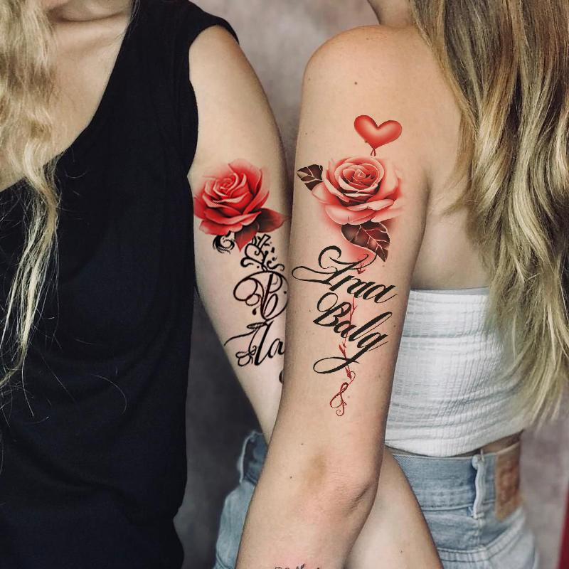 7pcs Red Temporary Rose Flower Arm & Leg Tattoo Stickers, Sexy Stripper Chest & Thigh Design, Waterproof, Perfect For Women