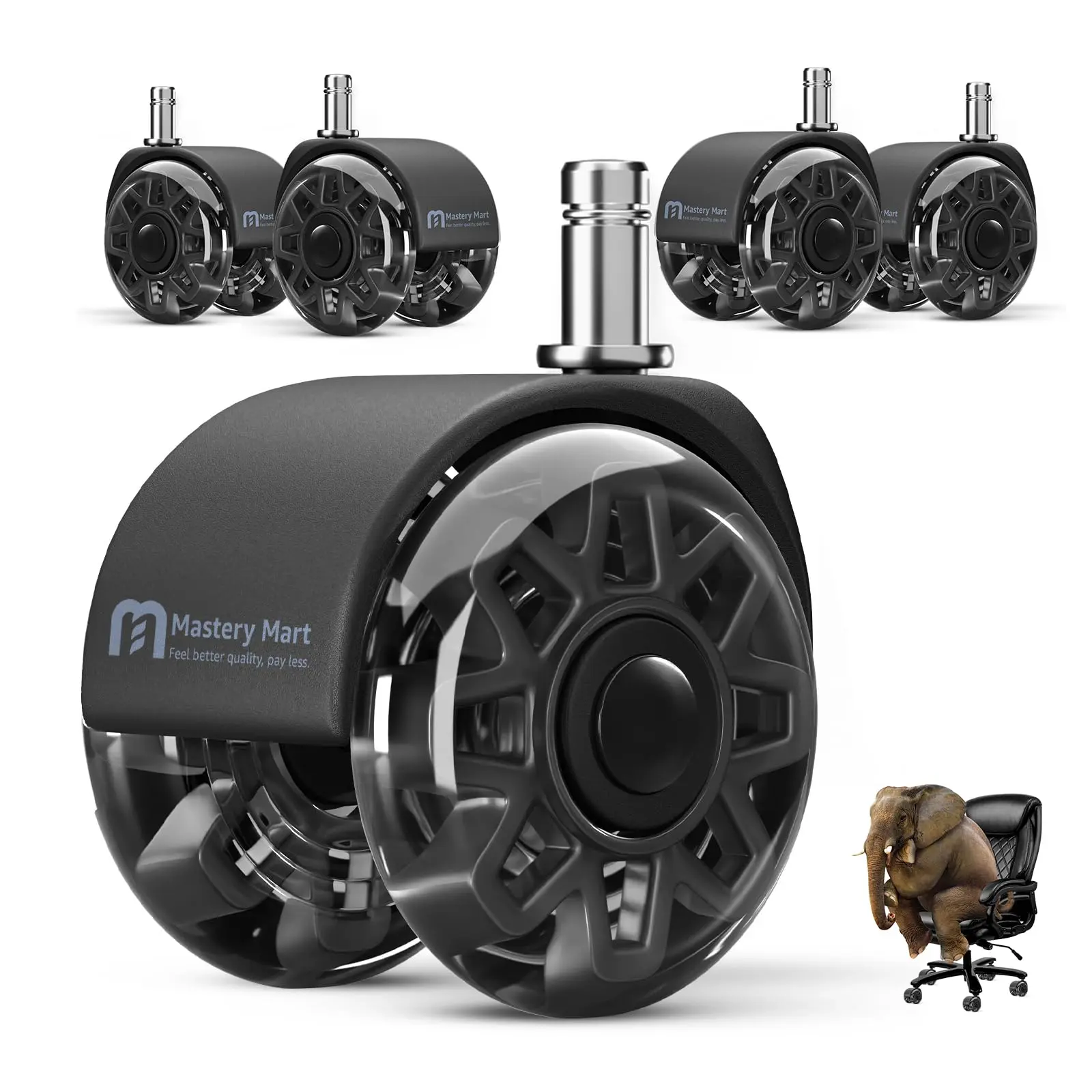 Summerwins High Quality Office Chair Swivel Rolling Wheels Furniture Accessories, 2.5 in & 2 in Replacements, Universal 11x22mm Fit (99% Compatibility), Easy Installation, All Floors Protection, Set of 5, Durable Heavy-Duty Casters, Floor Protection