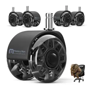 Mastery Mart Office Chair Caster Wheels - 2.5 Inch Heavy Duty Replacement for Carpet and Hardwood Floors, Universal Size 11x22mm, Fits 99%, Set of 5