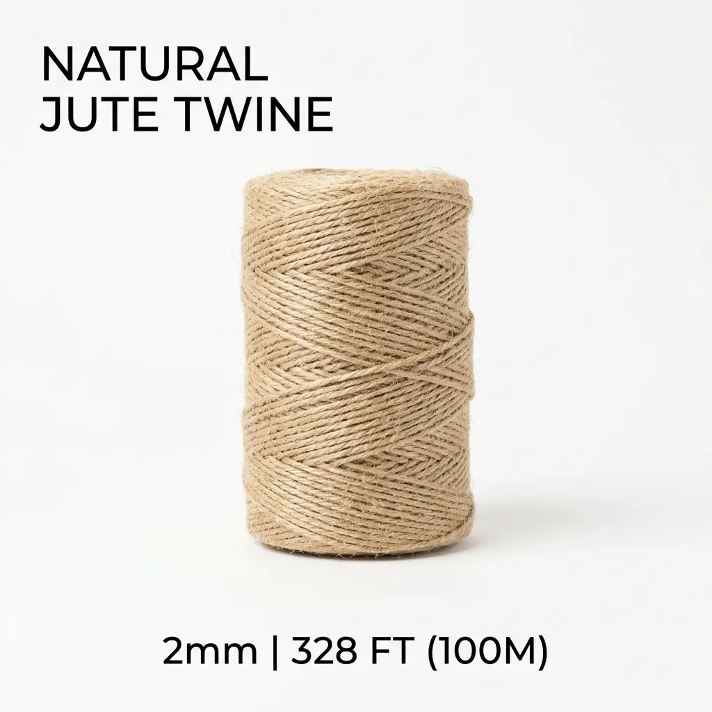 Natural Jute Twine, 2mm x 328 FT (100M) Eco-Friendly Craft Thread, Textile Supply for DIY Projects, Home Decor