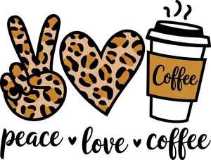 DTF Transfer – AE Peace Love and Coffee  Multi Sizes