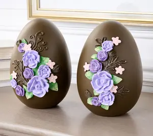 Set of 2 Chocolate Flower Embossed Eggs Set of 2 Chocolate Flower Embossed Eggs