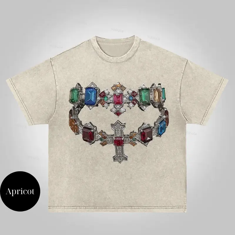 Fortune Diamond Cross Graphic T-Shirt, Vintage Graphic Y2k Tee, Grillz Shirt, Y2k Clothing, Unisex Crewneck Medium Cotton Short Slevee Printed