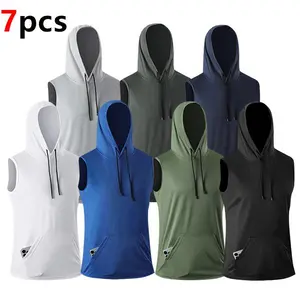 This multi-pack men’s sleeveless hooded vest & quick-dry tee set is perfect for summer training. It includes graphic Gym Athletic Clothes, Gym Clothes, Workout Athletic Techwear and versatile Gym Outfits for sports.