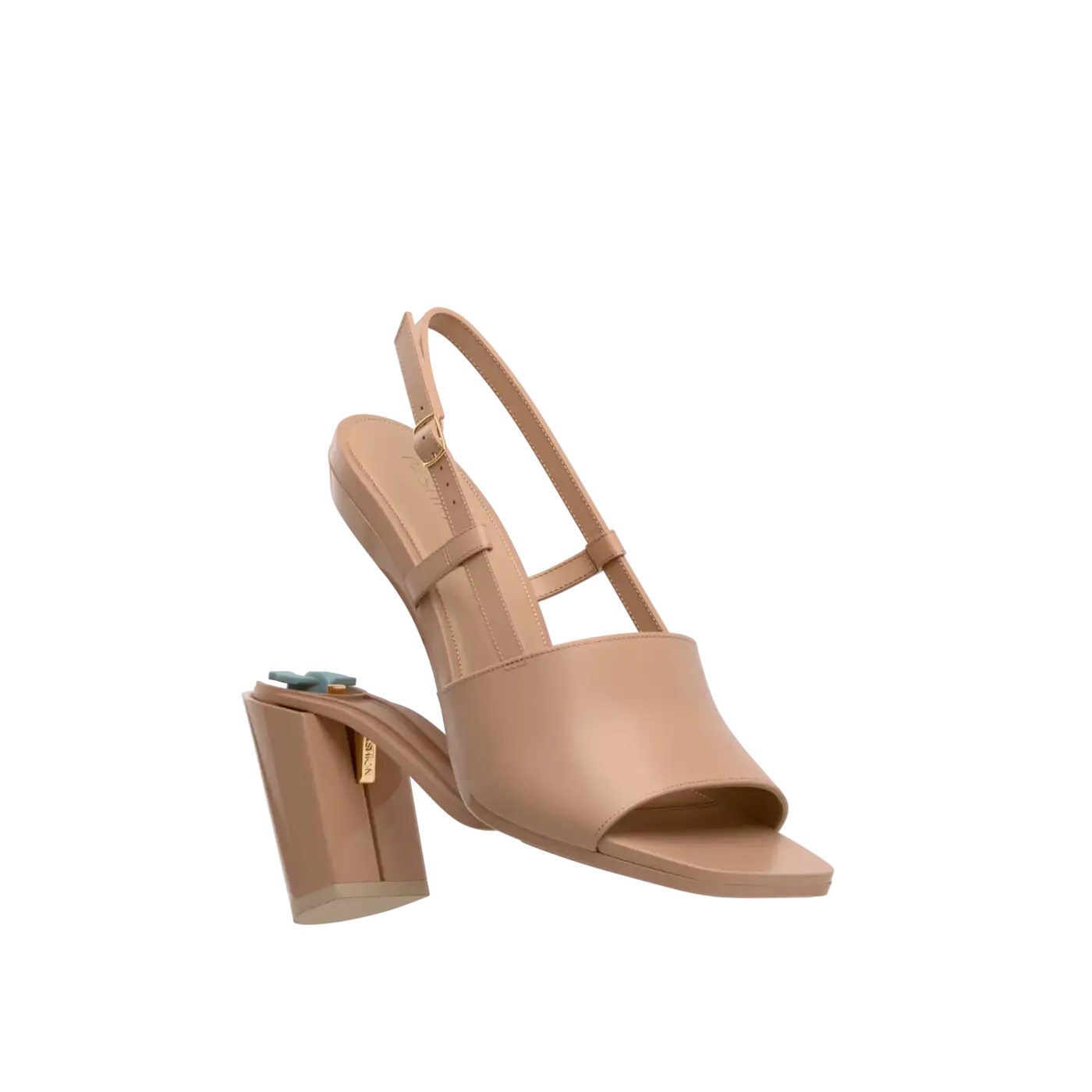 Shae Mule Sandal - Latte Leather 4" Block Shae Mule Sandal - Latte Leather 4" Block