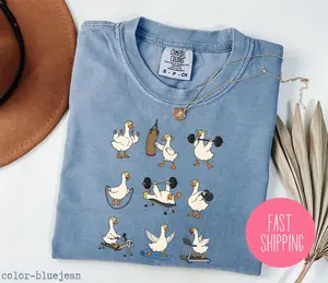 Comfort Colors® Funny Goose Workout Shirt Animal Gym Graphic Tee For Gym Lovers Fitness Fans Funny Silly Goose Shirt Fitness Humor Tee