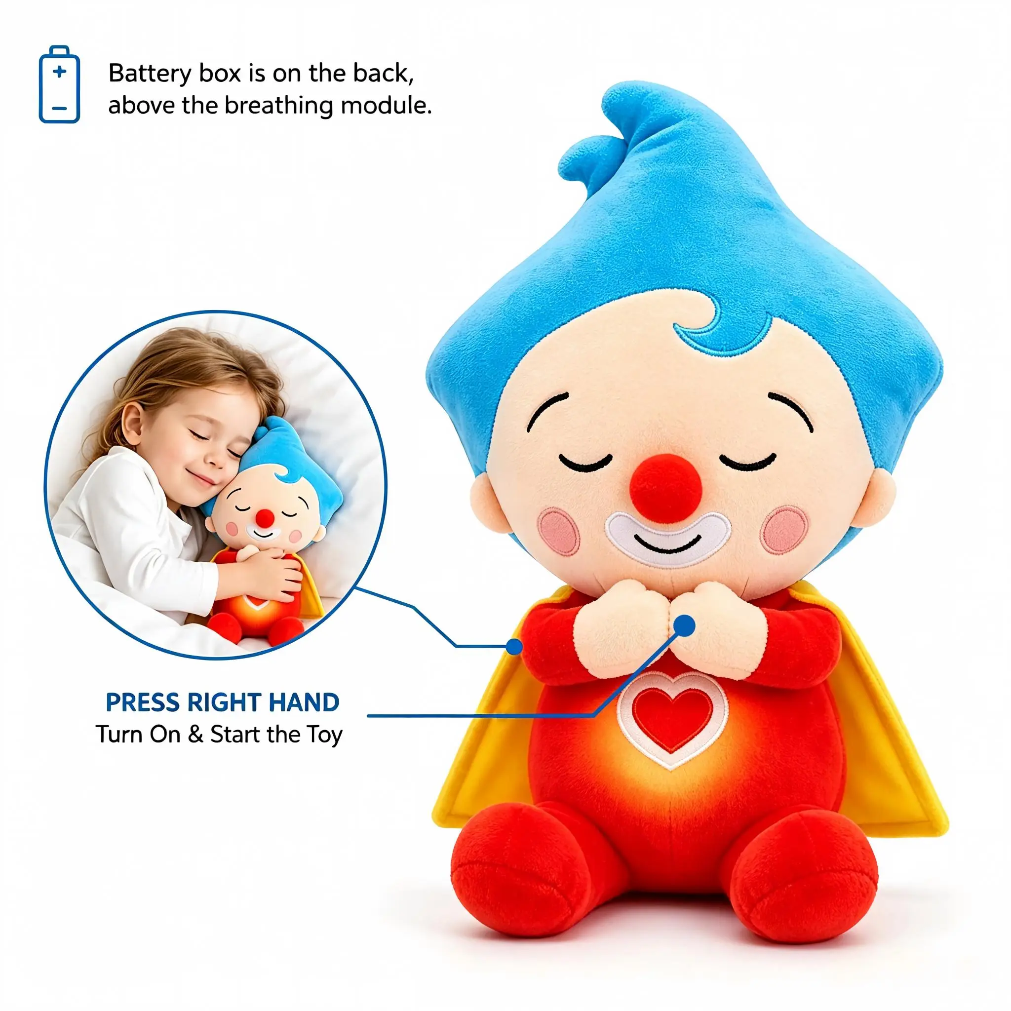Plush Soft Stuffed Animal Sleep Soother with Glowing Belly,Soothing Rhythmic Breathing Plush Toy , Huggable Comfort Snuggle Plushie for Toddlers, Calming Bedtime Companion Toy, Ideal Birthday Baby Shower Gift for Boys & Girls Electric pet TOY