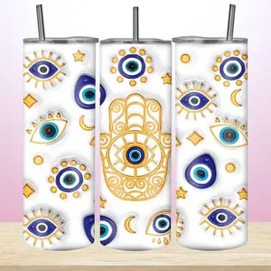 Evil Eye Pattern Tumbler, Funny Dad Tumbler, 1 Count/2 Counts 20oz Stainless Steel Double Wall Vacuum Insulated Tumbler, Water Bottle for Hot & Cold Drinks, Flasks