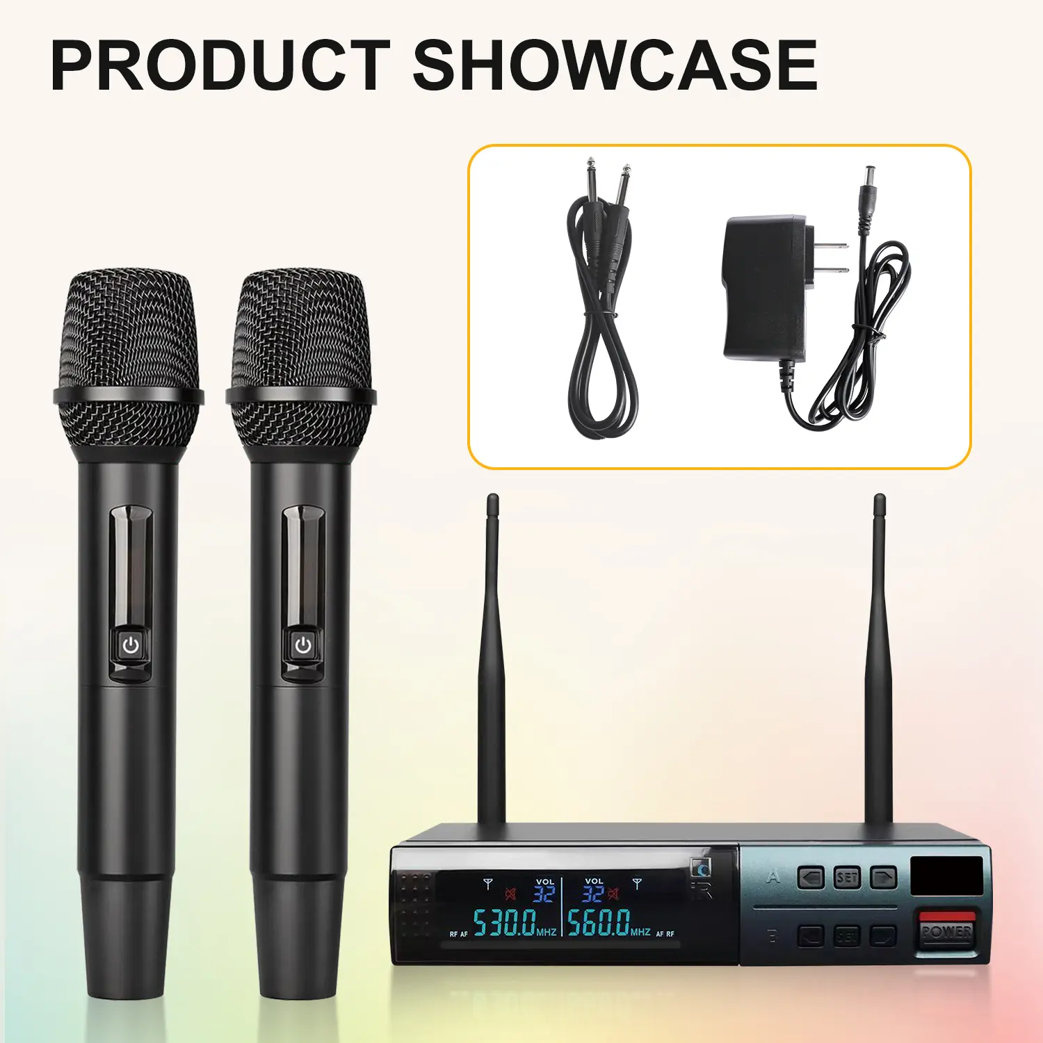 KASCHUN SH-900 UHF Wireless Microphone System - 200ft Range, 2 Metal Handheld Mics, Rechargeable Plug-and-Play Cordless Digital Audio Set with Custom Receiver, Cable, Adapter for Karaoke, Live Performance