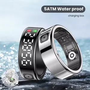 BrawRing SR08 Smart Ring Fitness Tracker, 24H Heart Rate Sleep Monitor IP68 Waterproof Sports Smart Ring, Long Battery Life Gesture Control Photo Music Call Reminder Smart Ring for Men Women Daily Workout
