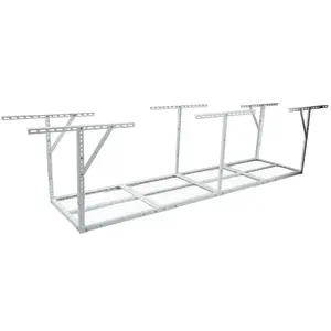 2x8FT-4x8FT Overhead Garage Storage Rack,Adjustable Storage Organization System,Heavy Duty Metal Garage Ceiling Storage Racks,450-600lbs Weight Capacity,White and Black Color