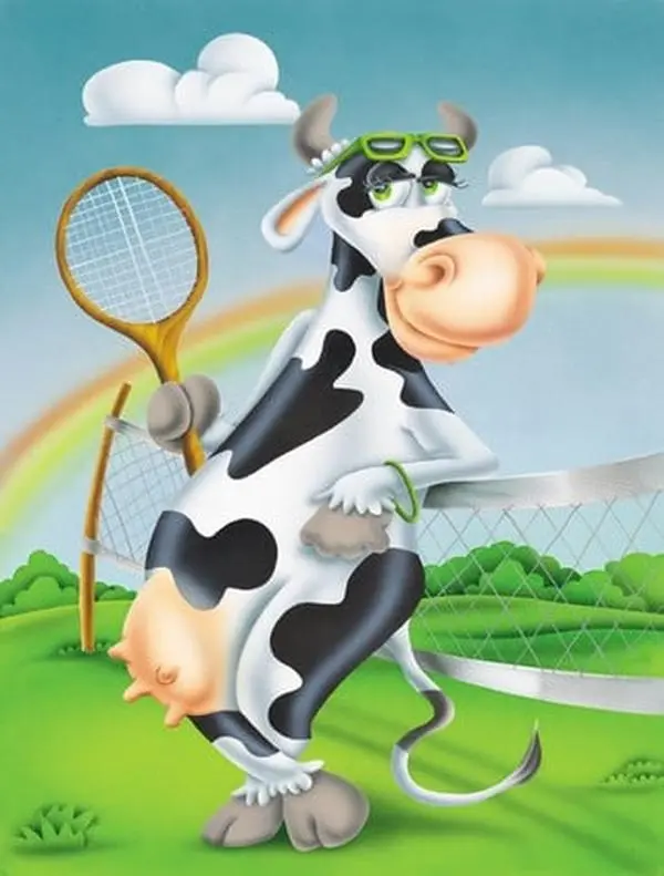 Carolines Treasures APH0533CHF Cow Playing Tennis Flag Canvas House Size