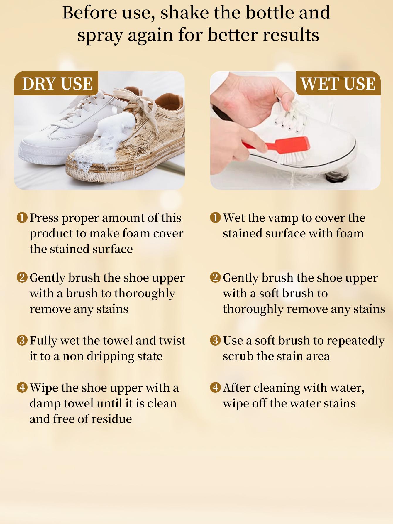 VENROCK White Shoe Cleaning Mousse | Waterless Foam Sneaker Cleaner with Built‑in Soft Brush, Stain & Yellowing Remover for All Footwear, Quick Dry No‑Wash Shoe Cleaner