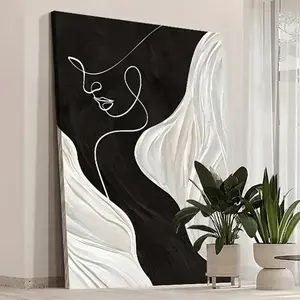 Framed Black and White Abstract Line Female Print Wall Art - Artistic Modern Home-Office Decor, Ideal Gift for Home Decoration Enthusiasts