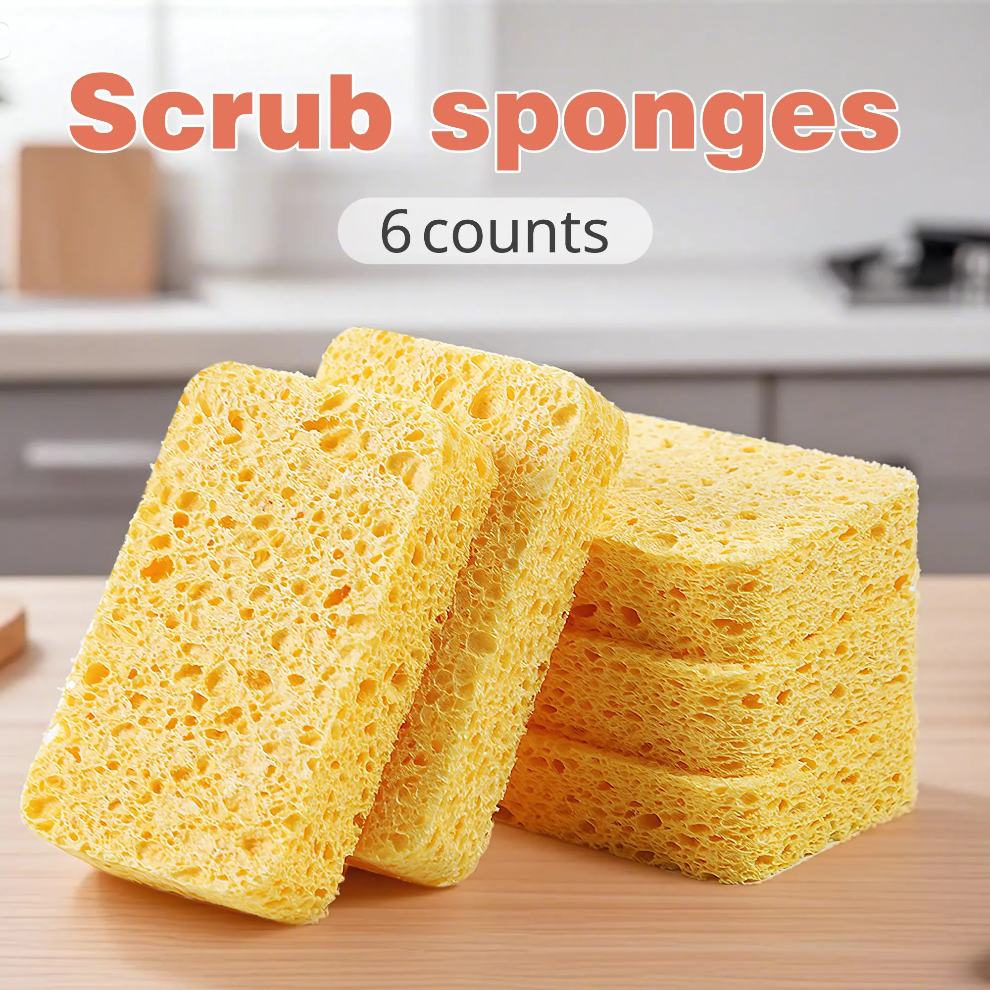 6 Counts Large Cellulose Sponges, Ultra-Absorbent Thick Design Locks Moisture Quickly，Soft and Durable for Multiple Uses