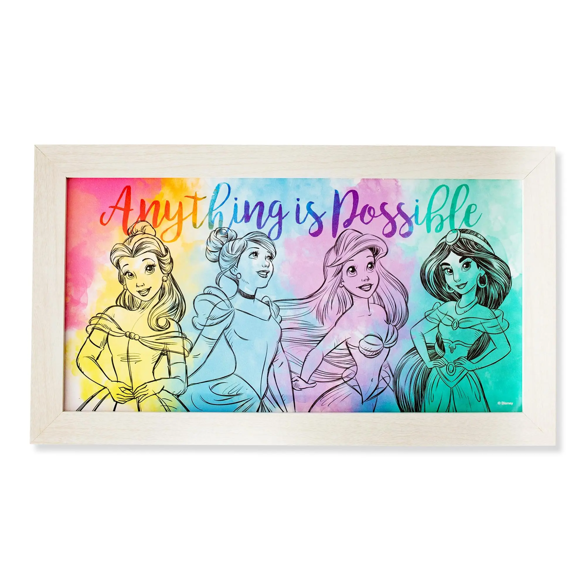 Officially Licensed Disney Princess Artistic Wooden Hanging Wall Decor, "Anything Is Possible" Illustrations, 10x18 Inches Room Accent for Home Decor, Official License