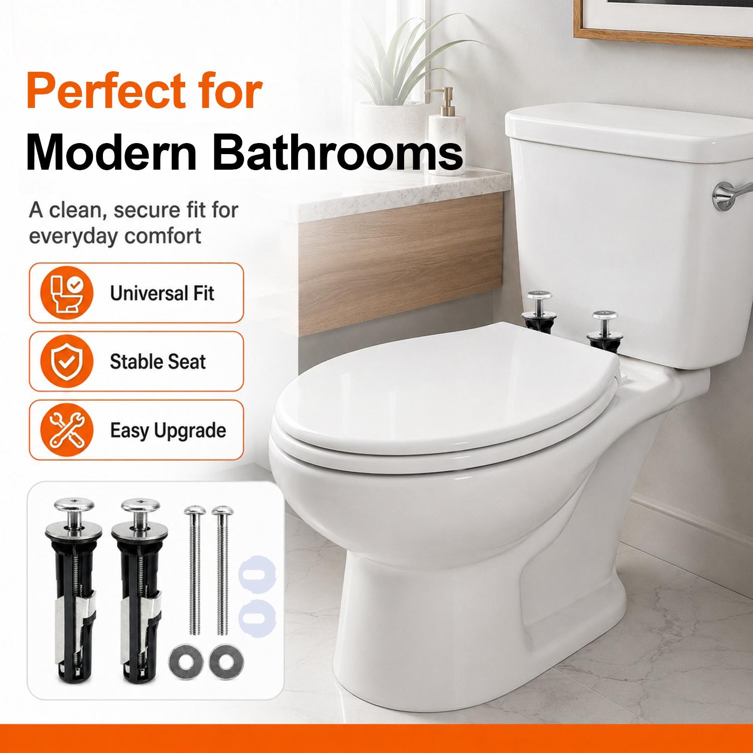 bogoeooa Universal Toilet Seat Bolt Kit Screws Quick Release Easy Install Toilet Seat Replacement Parts Toilet Cover Maintenance Fixing Accessories, Universal for Top Mount