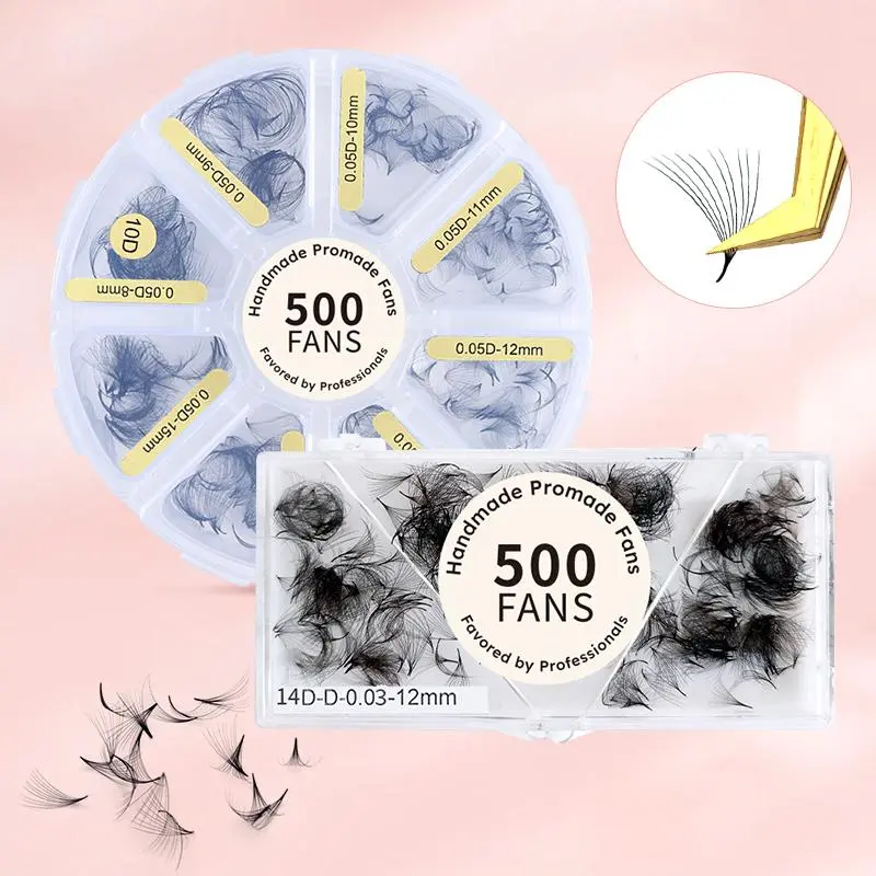 New 500 Loose Premade Fans Pointy Base Lash Handmade Individual False Eyelashes Volume Slim Stem Sharp Fans Eyelash Extension 2026 New