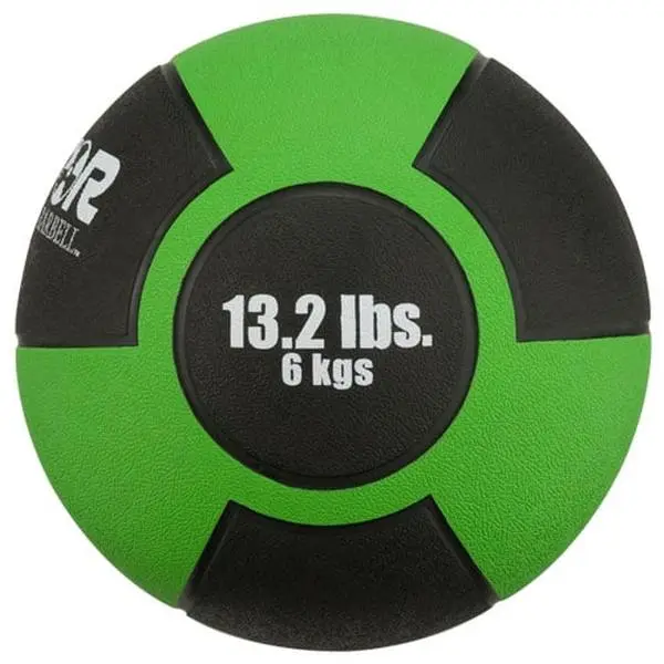 Reactor Rubber Medicine Ball - 6kg Kelly, Textured Rubber Cover, Easy to Grip, Limited Bounce, for Gym Training, Weather Resistant