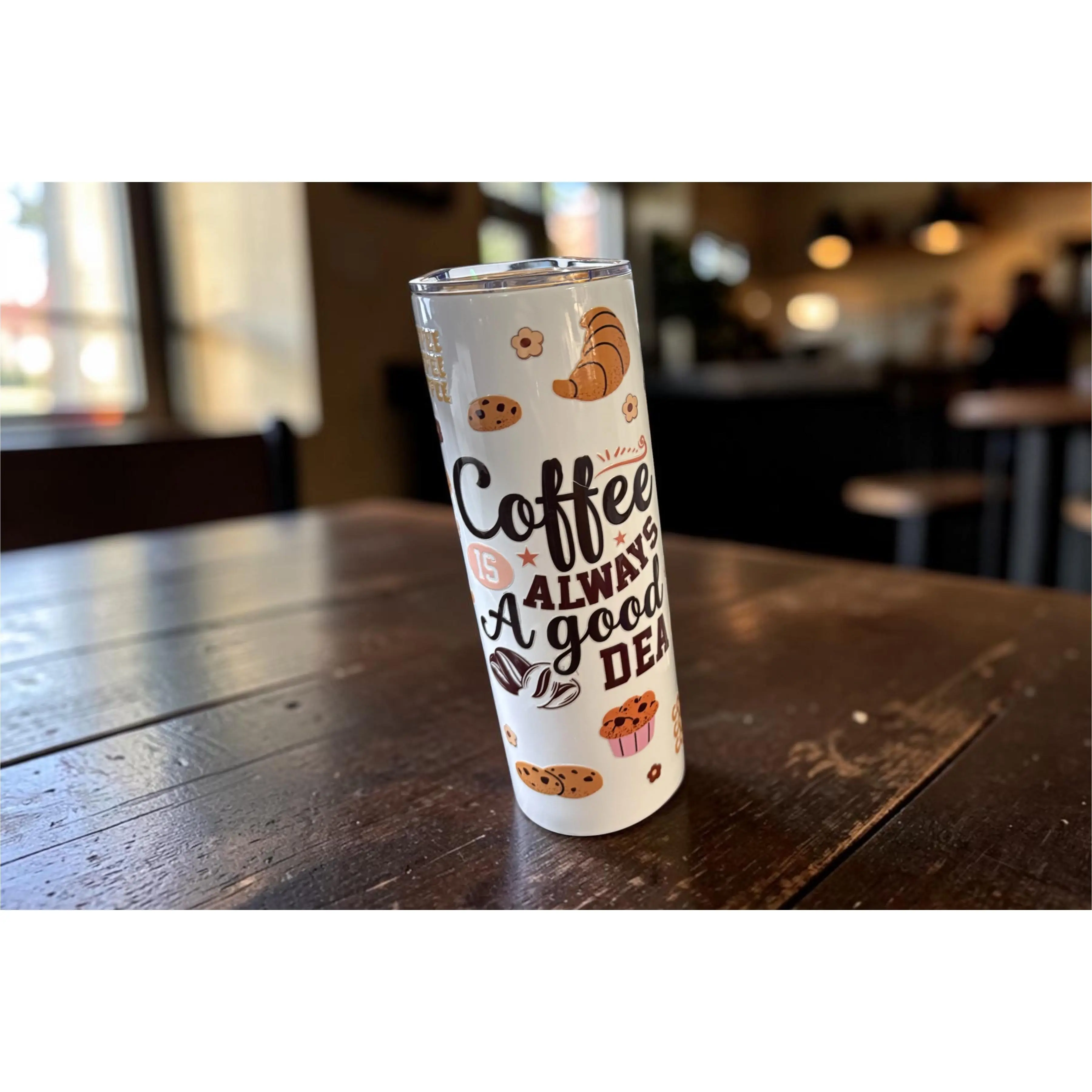 20 Ounce White Stainless Steel Tumbler with Choice of Transfer Decal