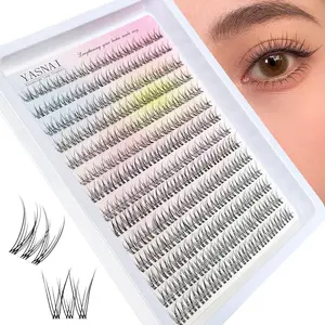 Lash Clusters Natural Look Wispy C Curl Lash Extensions, Natural Lash Clusters Clear Band 8-12MM 168pcs DIY Eyelash Extension, Yasnai Individual Eyelash Clusters DIY at Home
