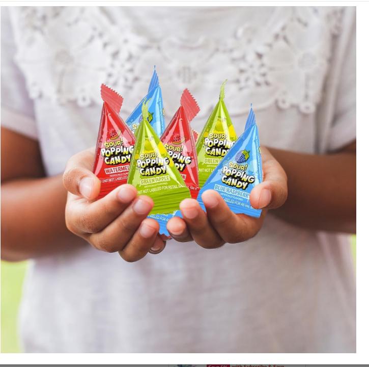 Sour Popping Rocks - 40 Count Bag - Sour Popping Halloween Candy Individually Wrapped - Assorted Fruit Flavors - Triangle Pouches - Blue Raspberry, Watermelon, Green Apple