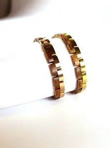 Women's Wooden Bracelet, Stylish Wood & Stainless Steel Combination, Casual Hand Chain Design, Perfect Gift for Him