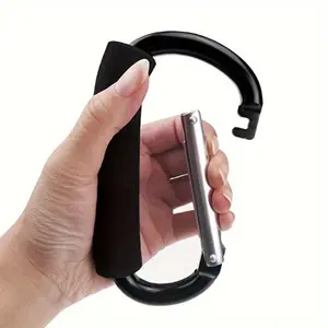 2pcs Keychain, Large D-shaped Backpack Buckle with Sponge Handle, Fashionable Alloy Keychain, Hook Carabiner