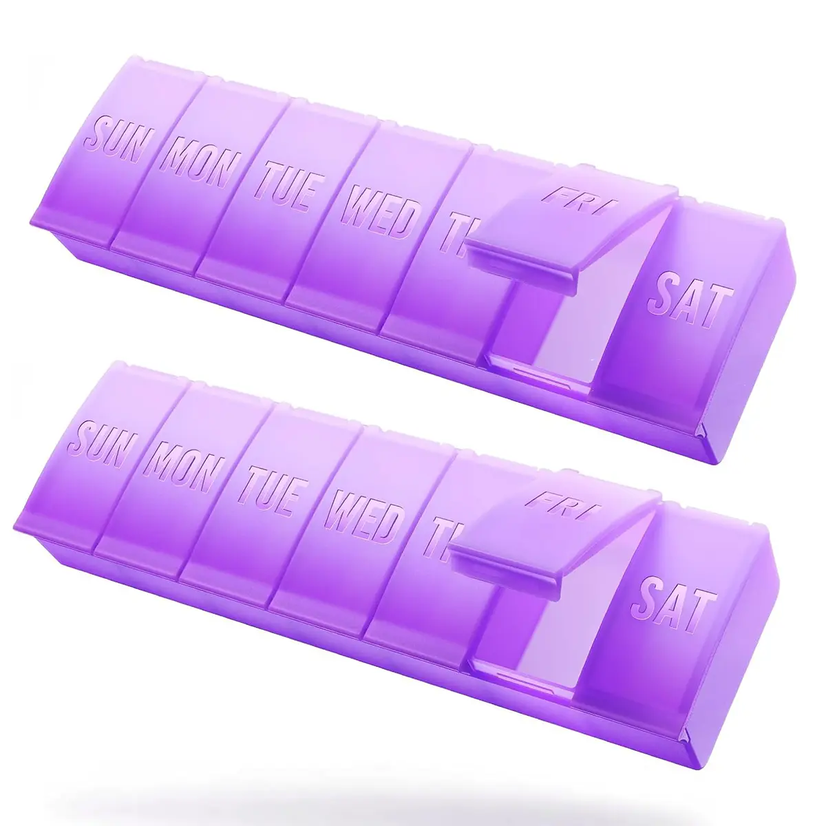 Extra Large Weekly Pill Organizer Box for Adults - Thermoplastic, Strong, 35 Capsules per Slot, Permanent Etched Labels, Easy-Open Lids, BPA-Free