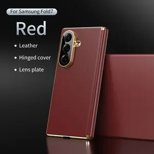 High-End Artificial Leather Dual Axis Phone Case for Samsung Galaxy Z Fold7/6/5/4, Luxury Protection Hinge Cover, Anti-Slip Design