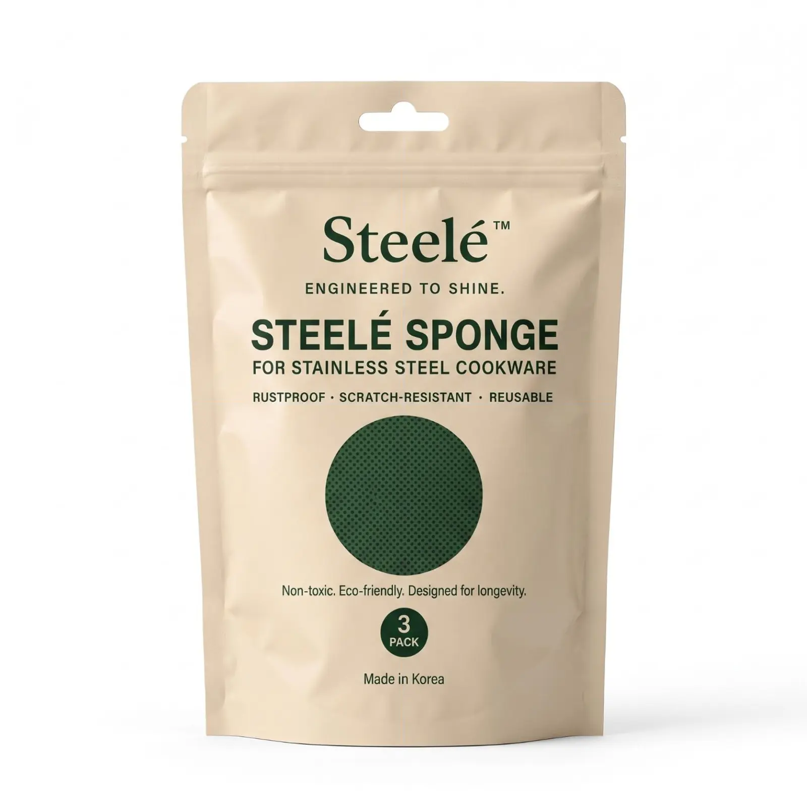 Steeléᵀᴹ Sponge for Stainless Steel Cookware | The Original Korean Mineral Scrubber Disc | Restores Pots & Pans | Non-Toxic | Ships from USA