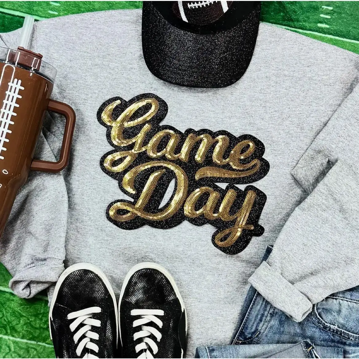 Gold & Black Game Day Sequin Patch