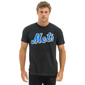 NY METS BOLT CREW TEE - BLACK