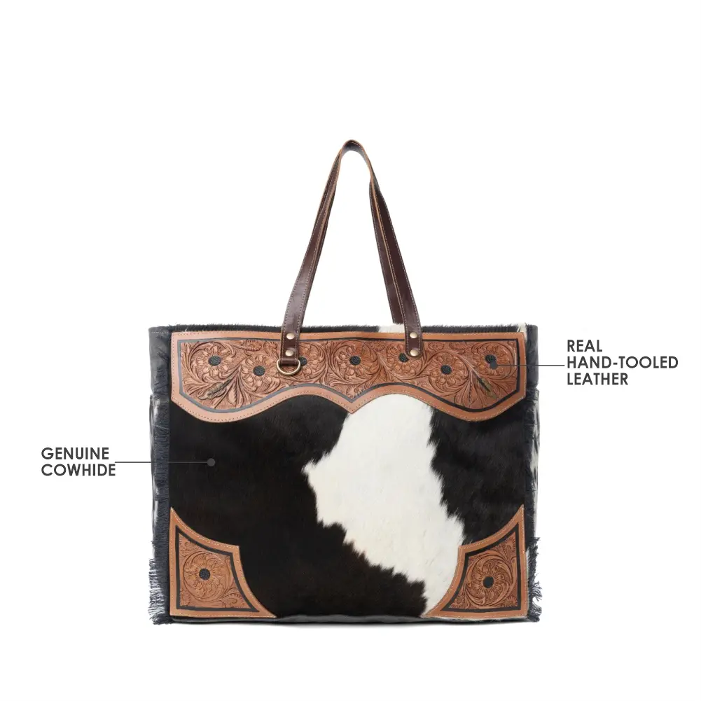 Women's Fashionable Leather Tote Bag - Cartwright Hand-Tooled Myra Bag, Western Accessories for Daily Use, Fashionable Leather Bag