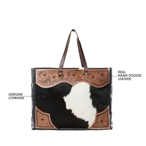 Women's Fashionable Leather Tote Bag - Cartwright Hand-Tooled Myra Bag, Western Accessories for Daily Use, Fashionable Leather Bag