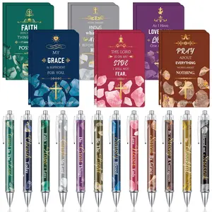 24 Pcs Bible Verse Pens and Notebooks Religious Easter Gifts Scripture Ballpoint Pens Journals Sunday School Church Inspirational Study Supplies