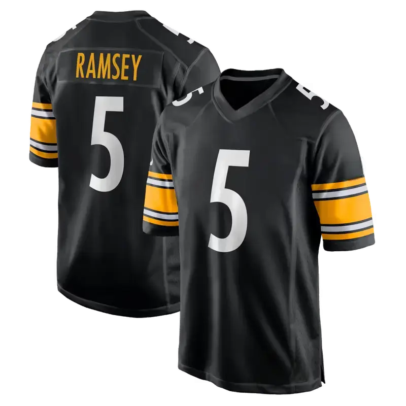 Full Print Logo Ramsey #5 Black Yellow Jersey Shirt, America Football Jersey, Sport Clothing, Football Uniform, Jersey For Football Fans, Gift for him