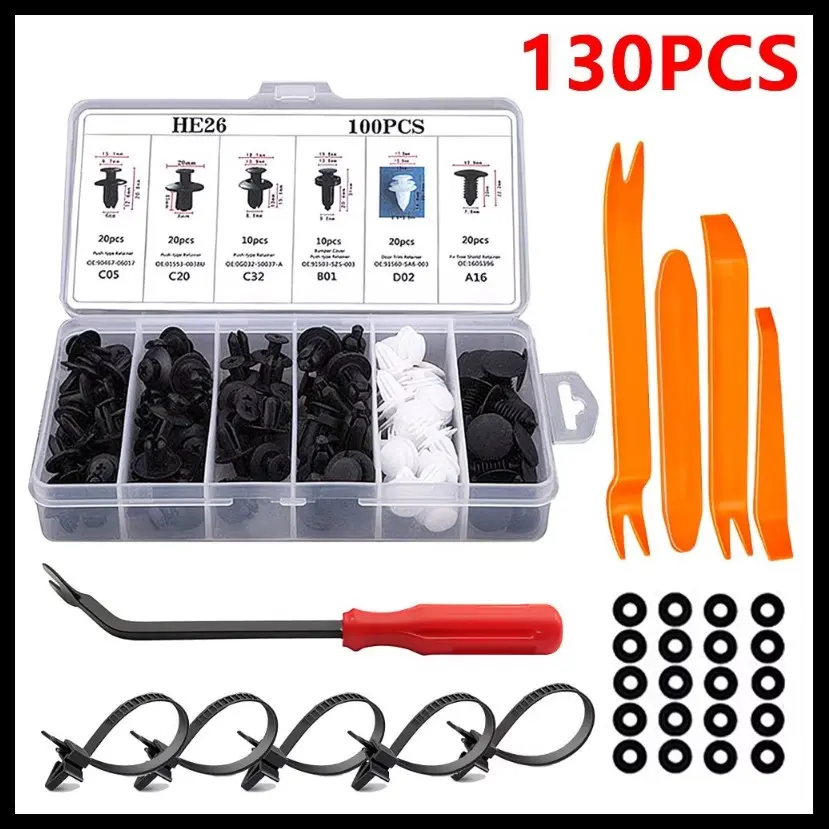 925/725/130P Auto Push Pin Rivets Set | Car Bumper Retainer Clips Plastic Rivets Fasteners Tailgate Handle Rod Clip - Door Trim Panel Fender Clips Automotive Accessories Car Accessory