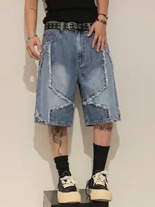 Men's Casual Loose Wide Leg Denim Jeans Shorts, Streetwear Style, Pocket Design, All Seasons, Trendy and Comfortable, Perfect for Daily Wear